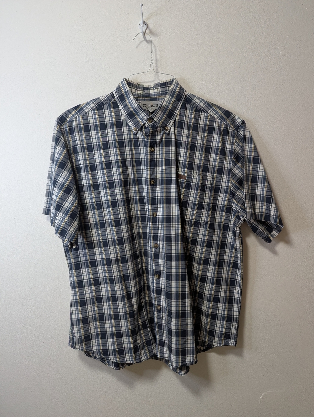 Carhartt Blue Plaid Short Sleeve Button Down